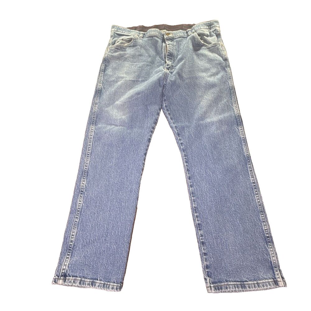Wrangler Mens Size 40x29 Blue Denim Stretch Regular Fit Jeans Straight Leg